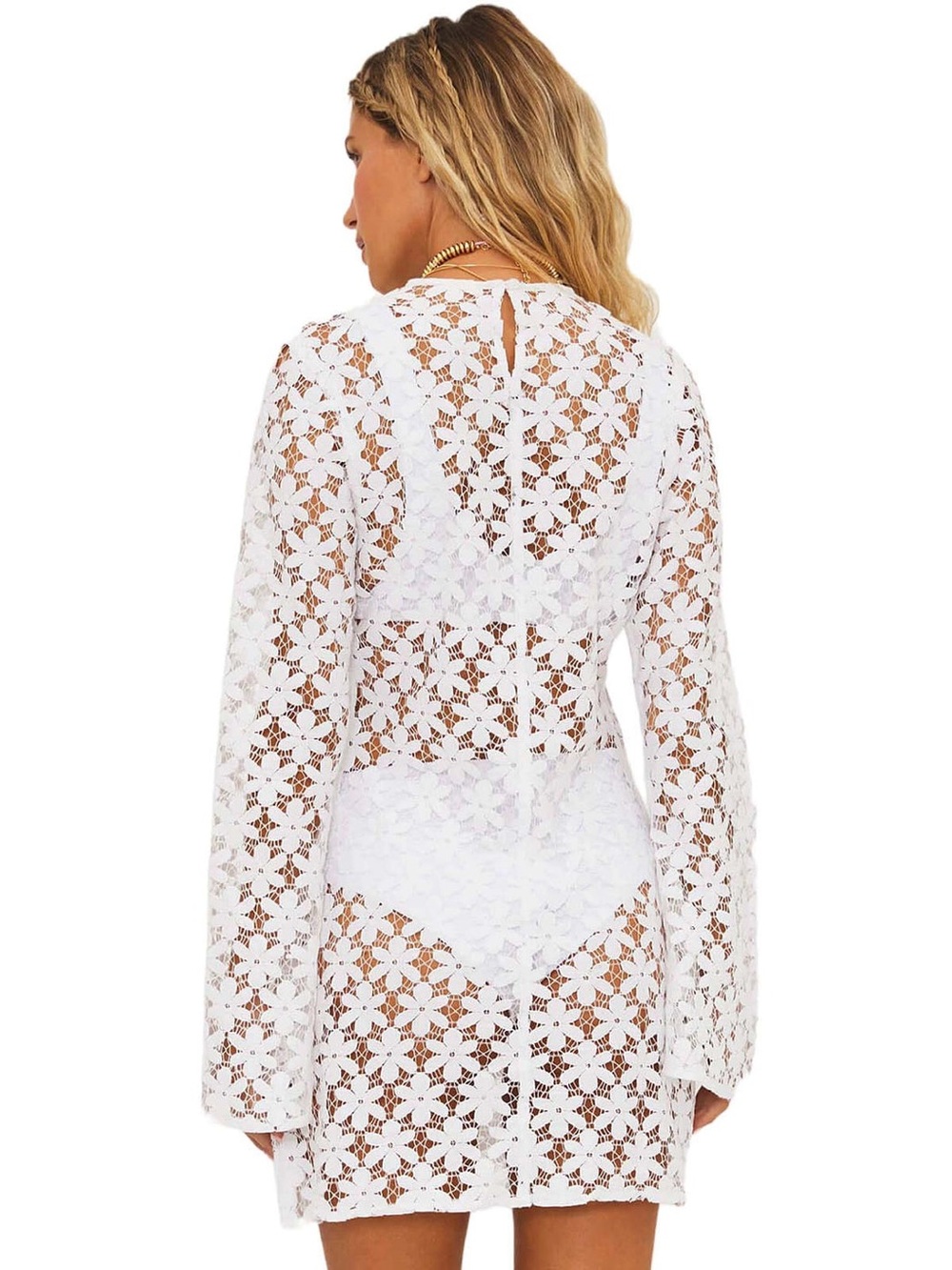 BEACH RIOT Women's Goldie Floral Mesh Dress in White Size XS - Picture 2 of 8